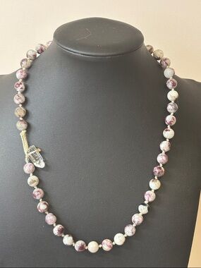 9mm Genuine Pink Tourmaline Hand Knotted Gemstone Necklace